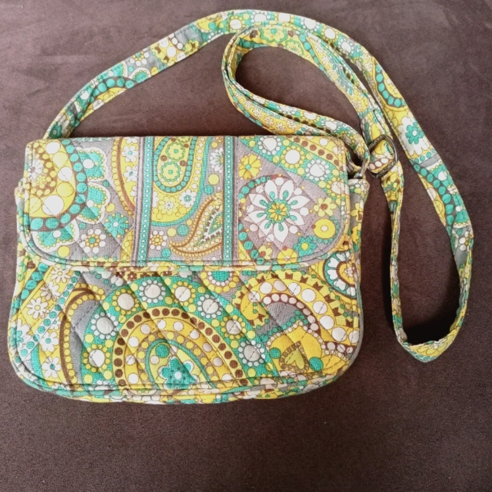 Vera Bradley flap crossbody floral yellow gray